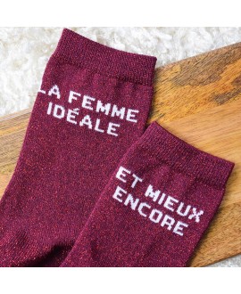 Chaussettes Socksocket pailletées rouges La Femme Idéale